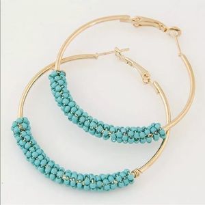 Gold and turquoise hoops